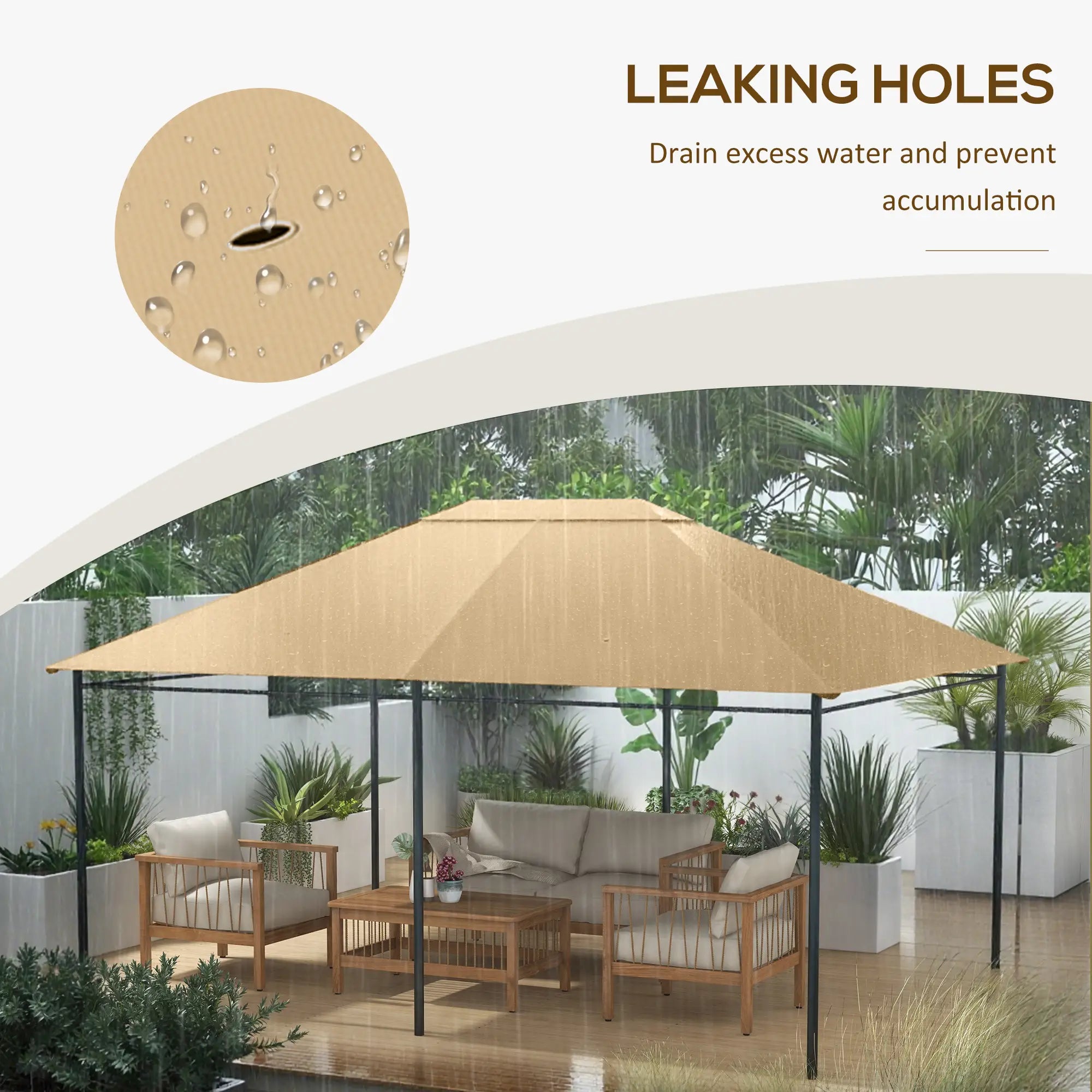 10' x 13' Gazebo Canopy Cover, Roof Replacement, Khaki Gazebo Canopy Replacement at Gallery Canada