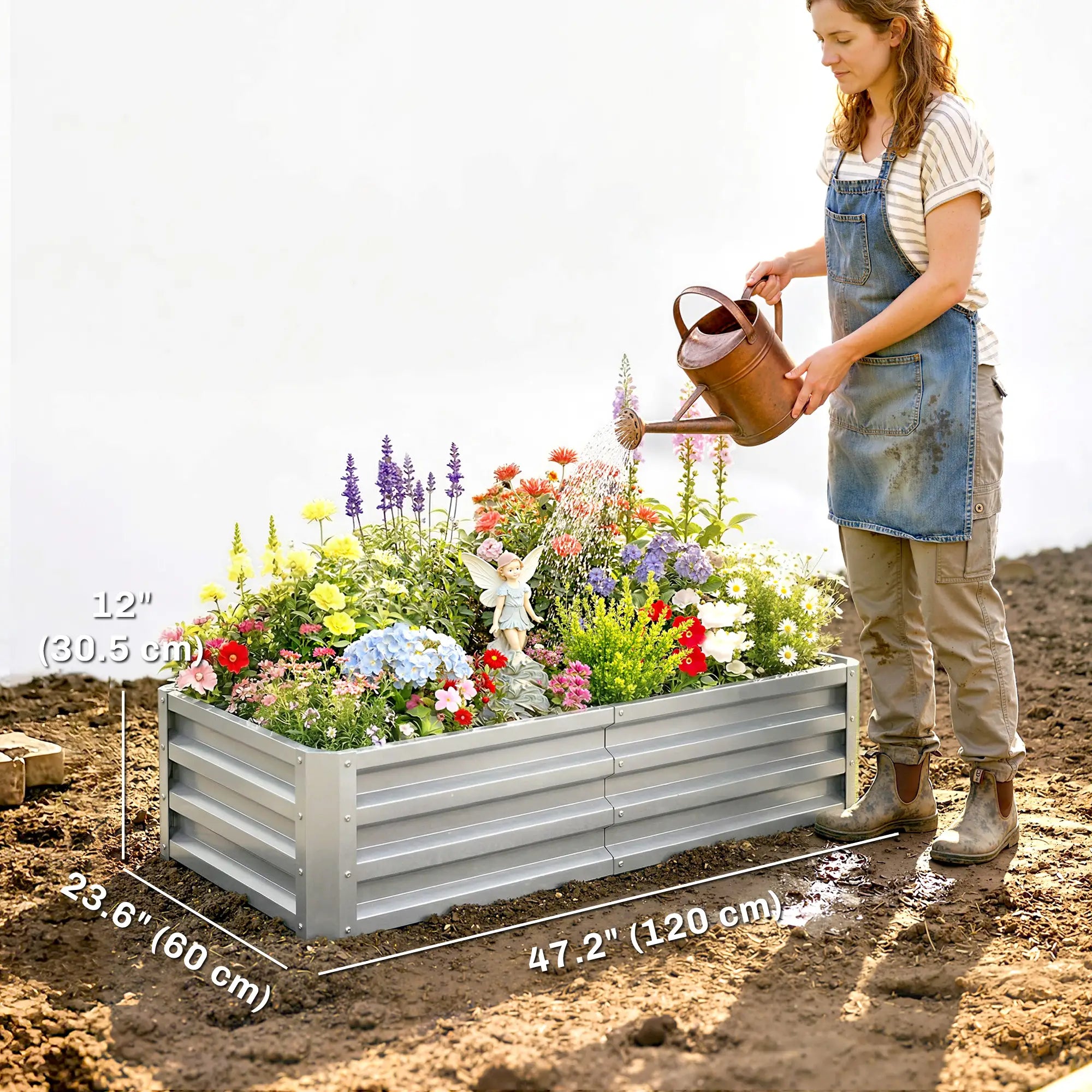 Galvanized Raised Garden Bed, Outdoor Planter Box, 4' x 2' x 1', Silver Raised Garden Beds at Gallery Canada