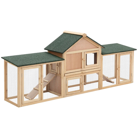 Large Rabbit Hutch, Bunny Cage, Guinea Pig House, 83"x18"x33", Natural Rabbit Hutch Natural at Gallery Canada