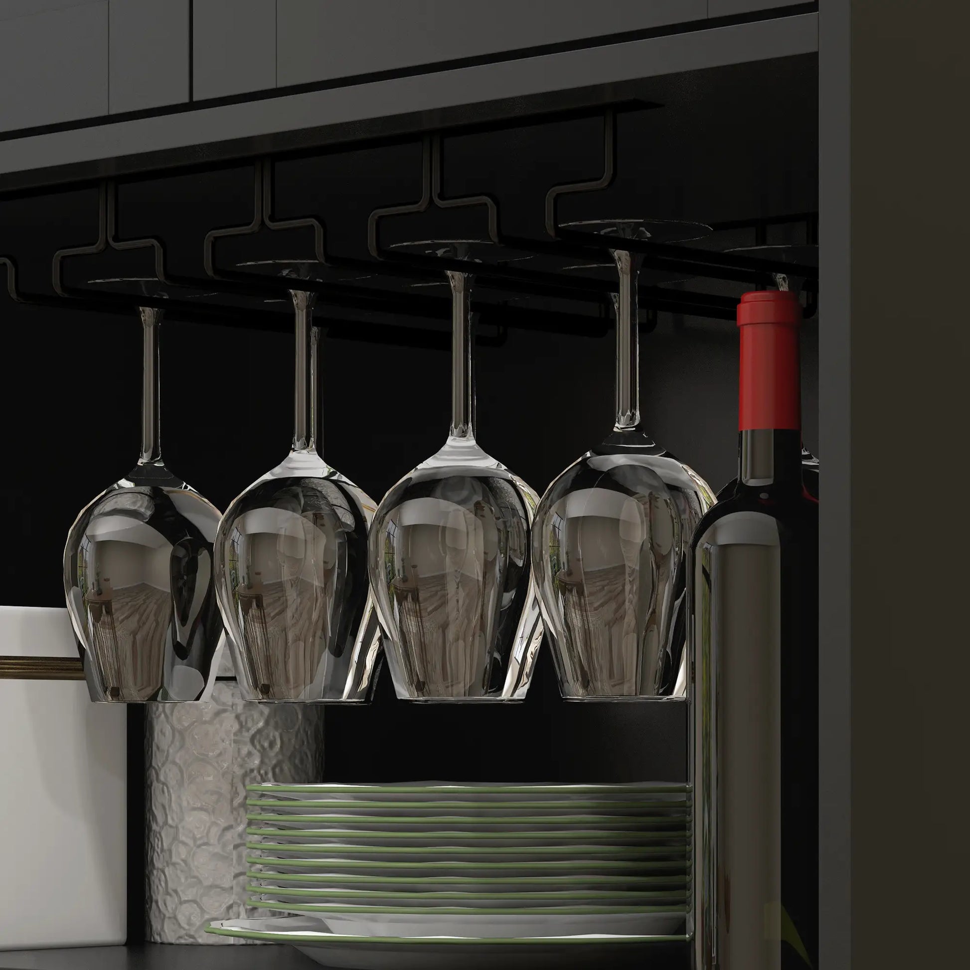 Farmhouse Kitchen Pantry, 68" Freestanding Cabinet, Black Kitchen Pantry Cabinets at Gallery Canada