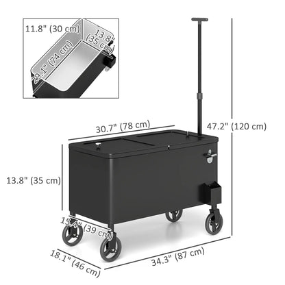 80-Qt Outdoor Cooler Cart, Rolling Ice Chest, Adjustable Handle, Wheels, Black Cooler Boxes at Gallery Canada