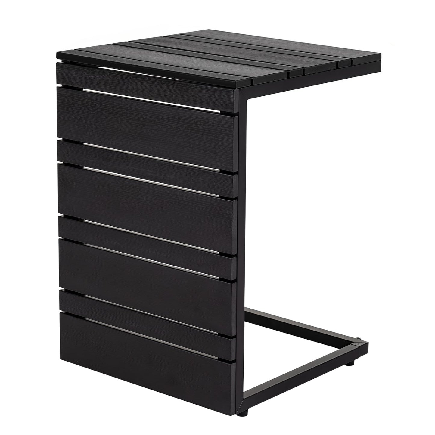 Table d'appoint en forme de C, plateau en bois-plastique, noir