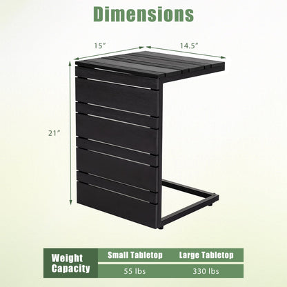 Table d'appoint en forme de C, plateau en bois-plastique, noir