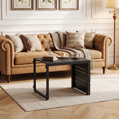 Table d'appoint en forme de C, plateau en bois-plastique, noir
