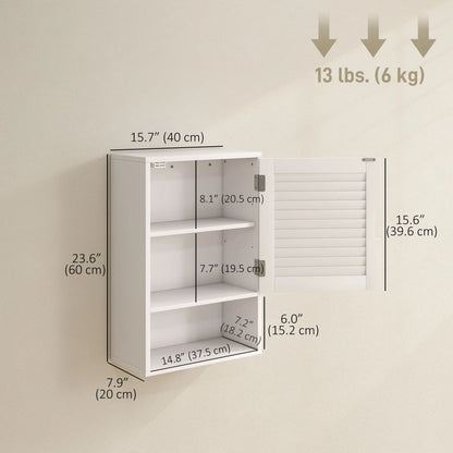 Wall Mounted Bathroom Cabinet, Adjustable Shelves, 40 x 20 x 60 cm, White Wall Mounted Cabinets at Gallery Canada