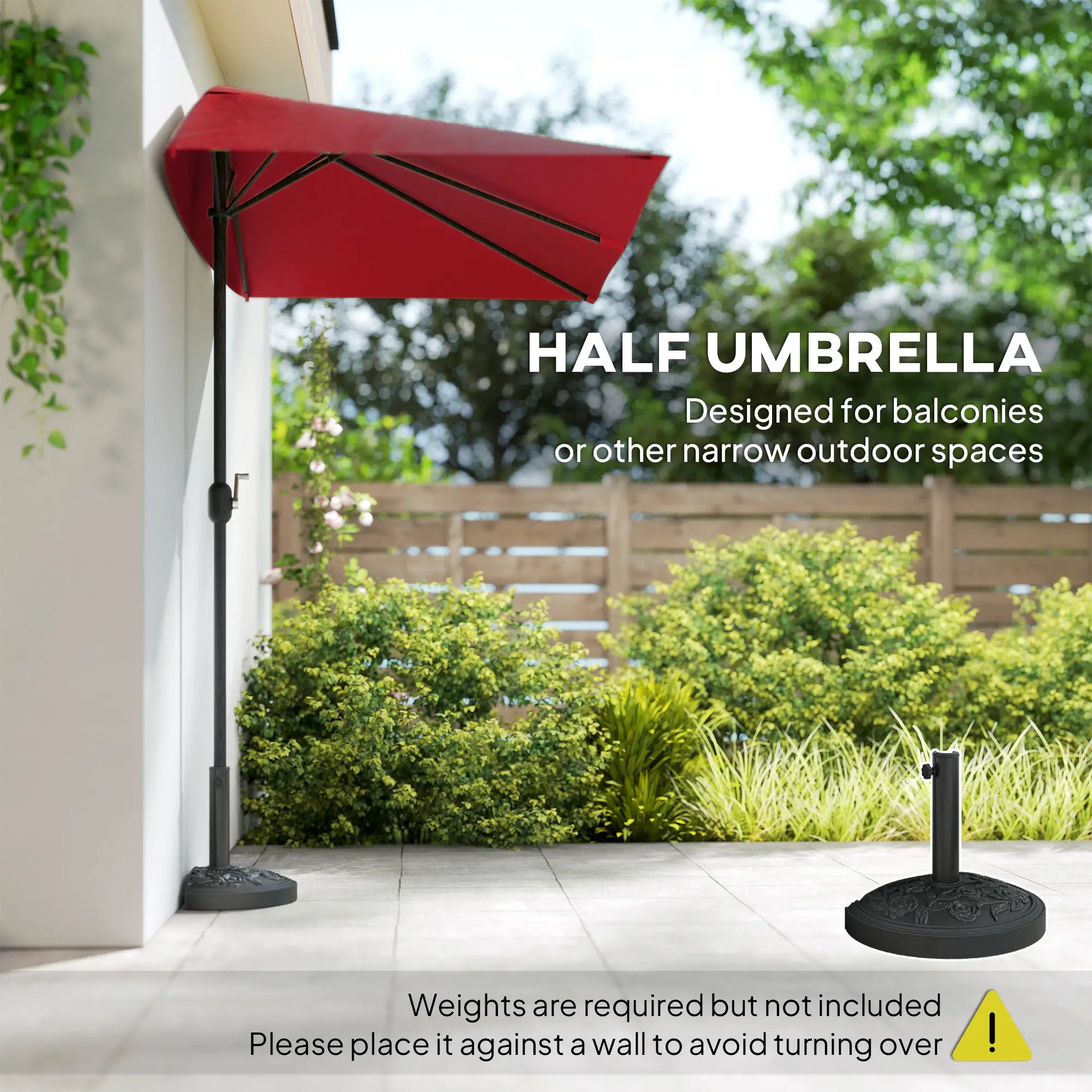 8Ft Half Round Umbrella, Outdoor Patio Balcony Sun Shade w/5 Ribs Half Round Umbrellas at Gallery Canada