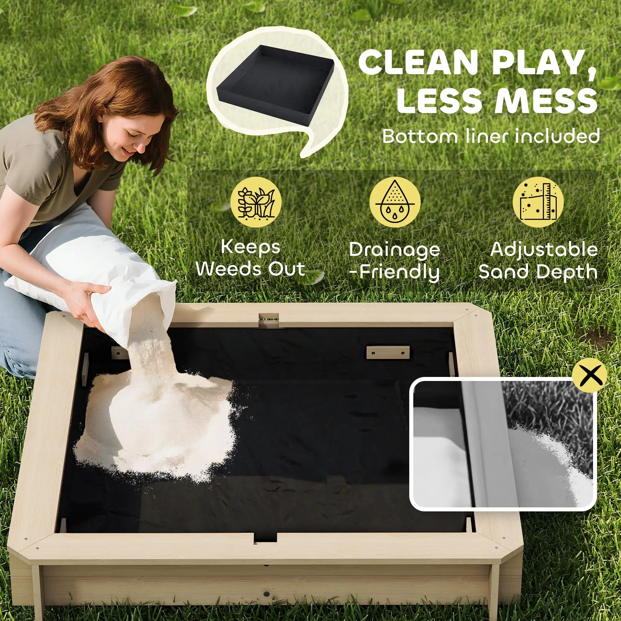 Kids Wooden Sandbox, Outdoor Playset, Adjustable Canopy, Convertible Bench, 3-7 Years Sandboxes & Accessories at Gallery Canada