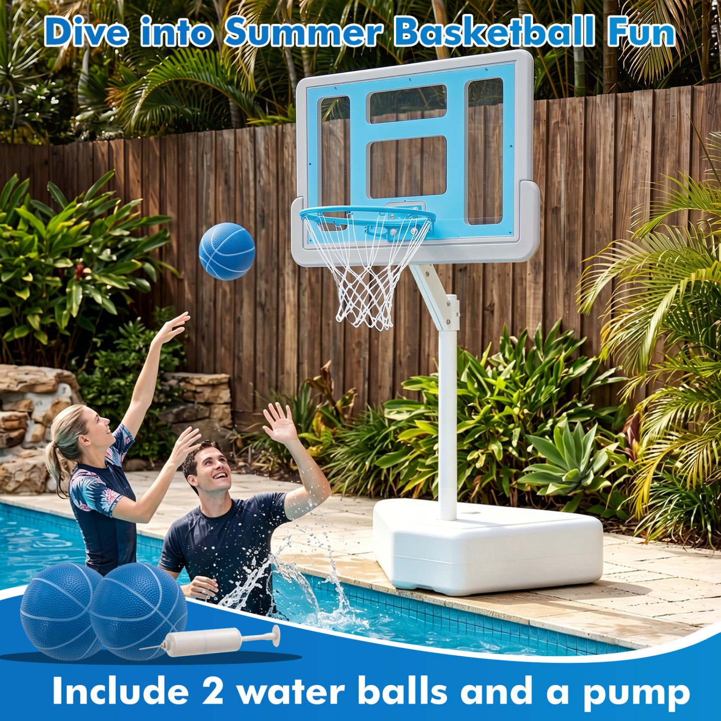 Panneau de basket de piscine Splash & Shoot, bleu