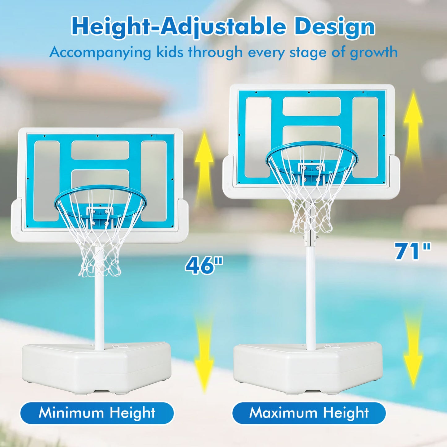 Panneau de basket de piscine Splash & Shoot, bleu