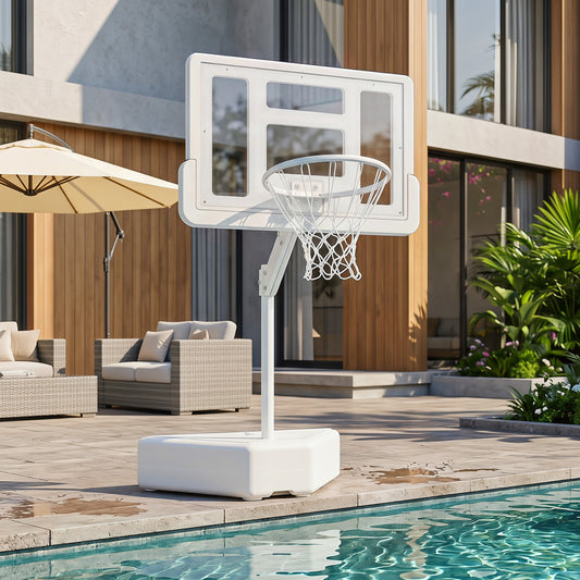 Splash & Shoot Pool Basketball Hoop, Adjustable Height, 2 Balls, Pump, White Sport Equipments White at Gallery Canada