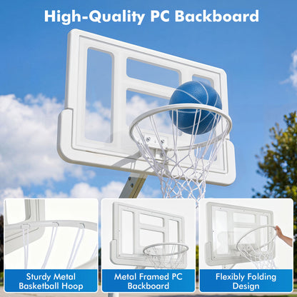 Splash & Shoot Pool Basketball Hoop, Adjustable Height, 2 Balls, Pump, White