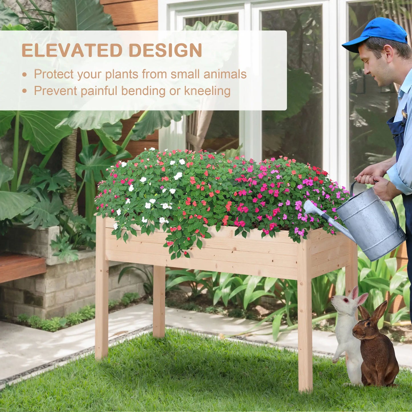 48" x 22" x 30" Wooden Raised Garden Bed, Elevated Planter Box, Natural Wood Elevated Garden Beds at Gallery Canada