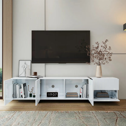 TV Cabinet, High Gloss Finish, Ample Storage, 67" L x 11.5" W x 11.5" H, White TV Stands at Gallery Canada