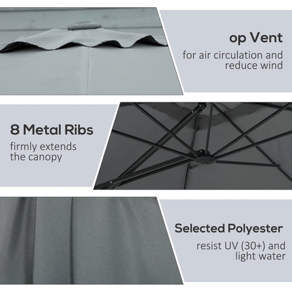 8FT Cantilever Patio Umbrella, Offset with Cross Base, Dark Gray Cantilever Umbrellas at Gallery Canada