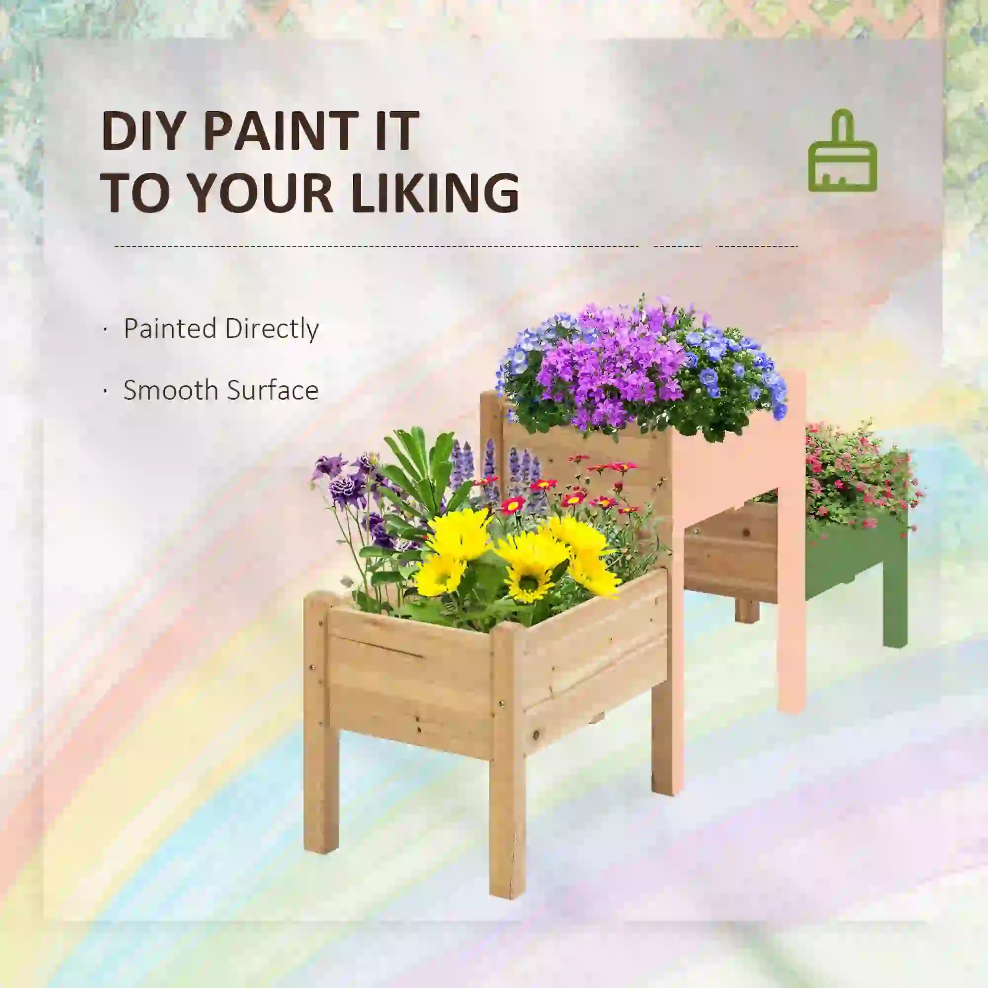 Freestanding Wooden Plant Stand, 3 Tier Raised Garden Bed, Natural Elevated Garden Beds at Gallery Canada