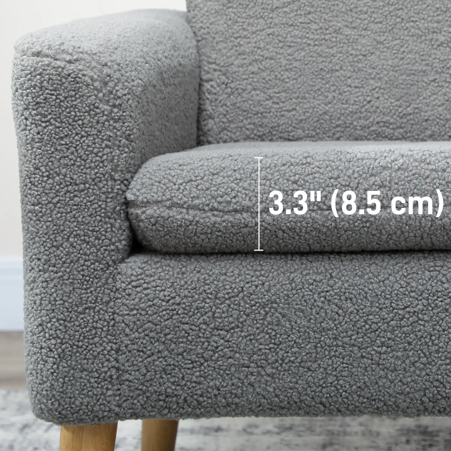 Modern Fabric Accent Chair, Upholstered Armchair with Wood Legs, Grey Accent Chairs at Gallery Canada