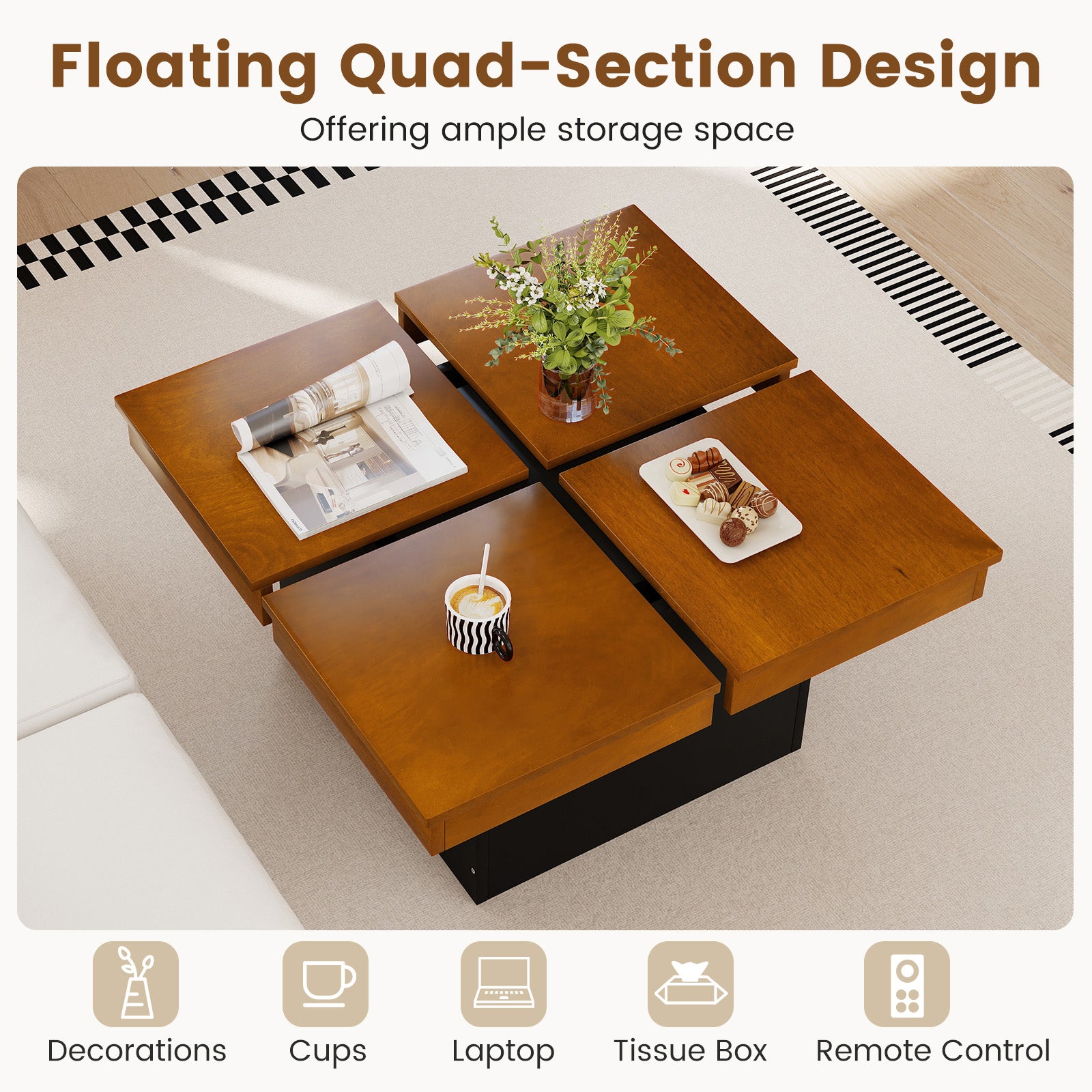 Square Coffee Table, Mid Century Modern, Walnut Coffee Tables at Gallery Canada