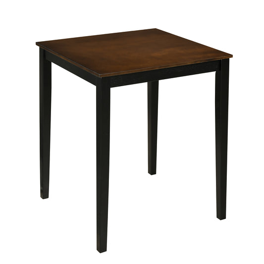 Square Dining Table with Solid Wood Frame for 4-Person, Black