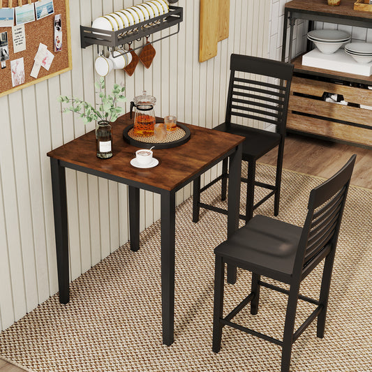 Square Dining Table with Solid Wood Frame for 4-Person, Black Dining Tables Black at Gallery Canada