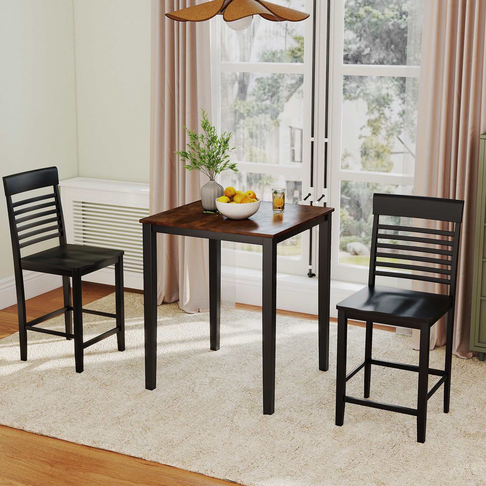 Square Dining Table with Solid Wood Frame for 4-Person, Black Dining Tables at Gallery Canada