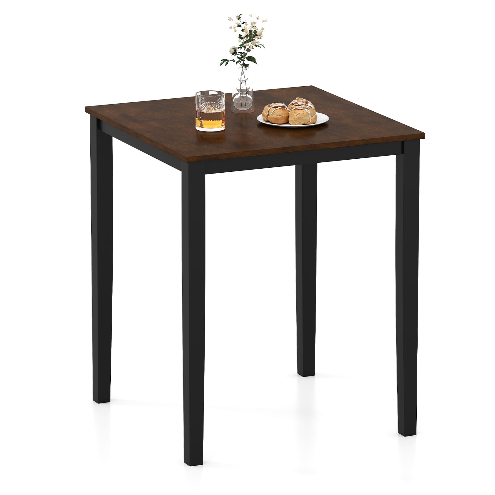 Square Dining Table with Solid Wood Frame for 4-Person, Black Dining Tables Black at Gallery Canada