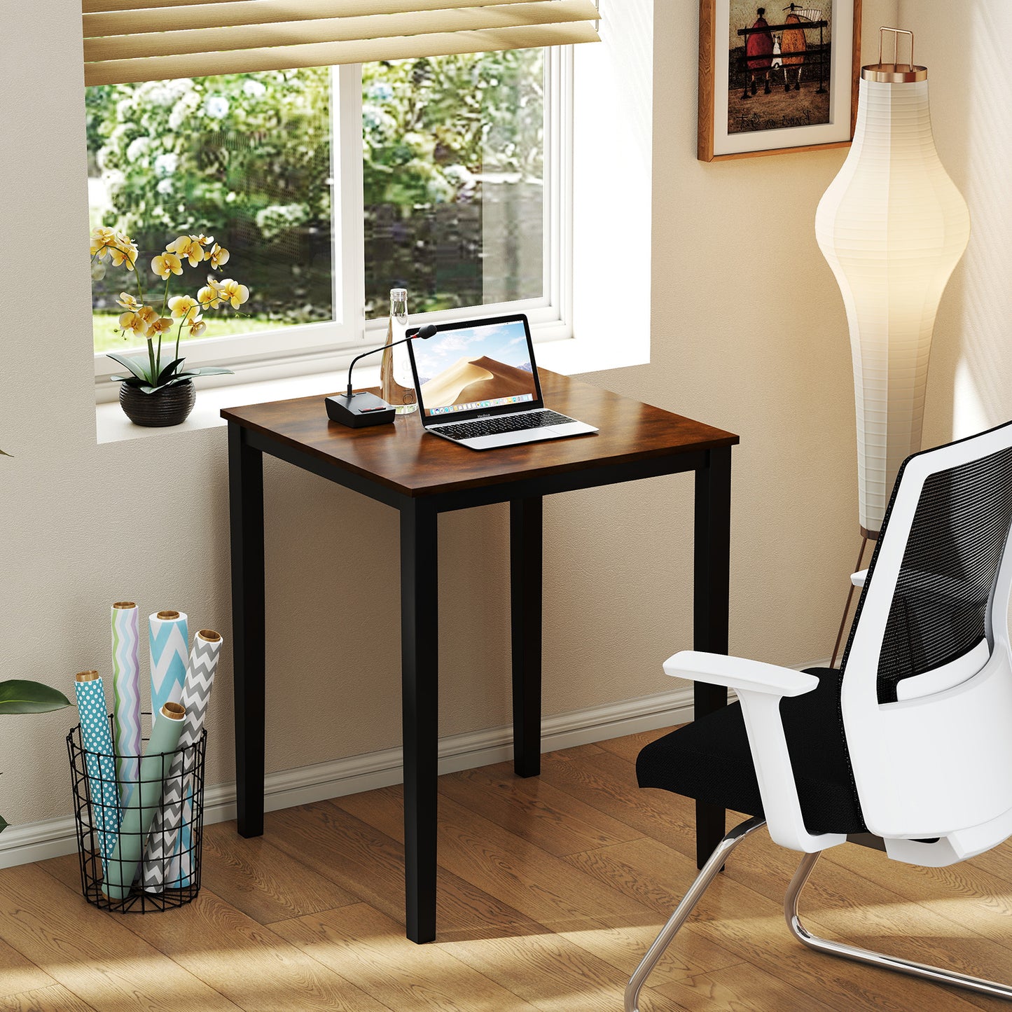 Square Dining Table with Solid Wood Frame for 4-Person, Black Dining Tables at Gallery Canada