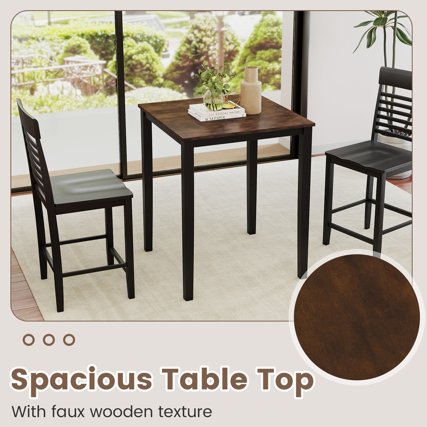 Square Dining Table with Solid Wood Frame for 4-Person, Black Dining Tables at Gallery Canada