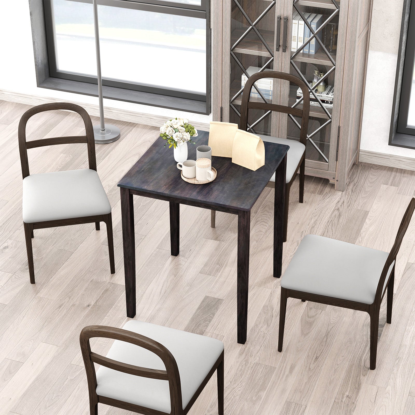 Square Dining Table, Solid Wood Frame, 4-Person, Gray Dining Tables at Gallery Canada