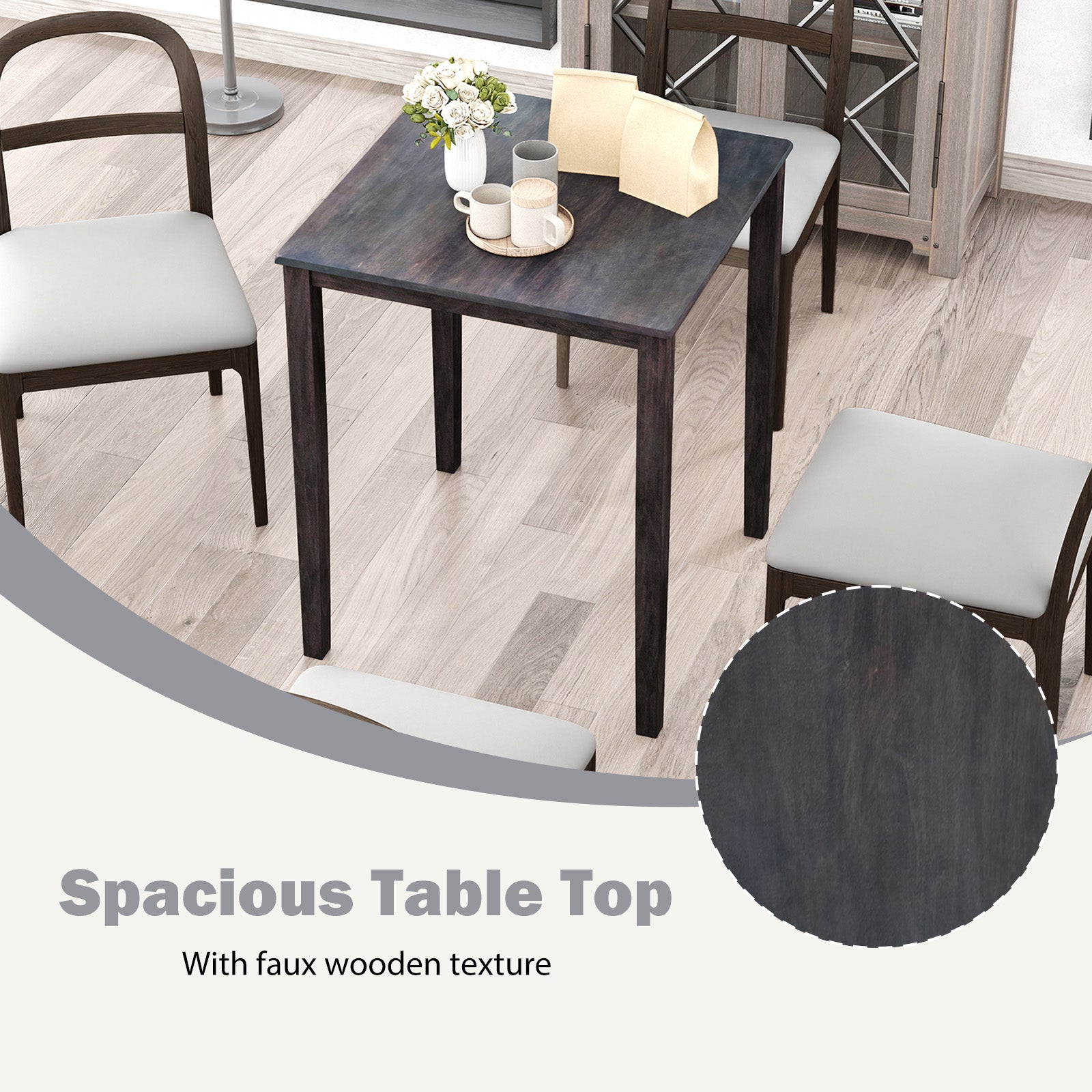 Square Dining Table, Solid Wood Frame, 4-Person, Gray Dining Tables at Gallery Canada