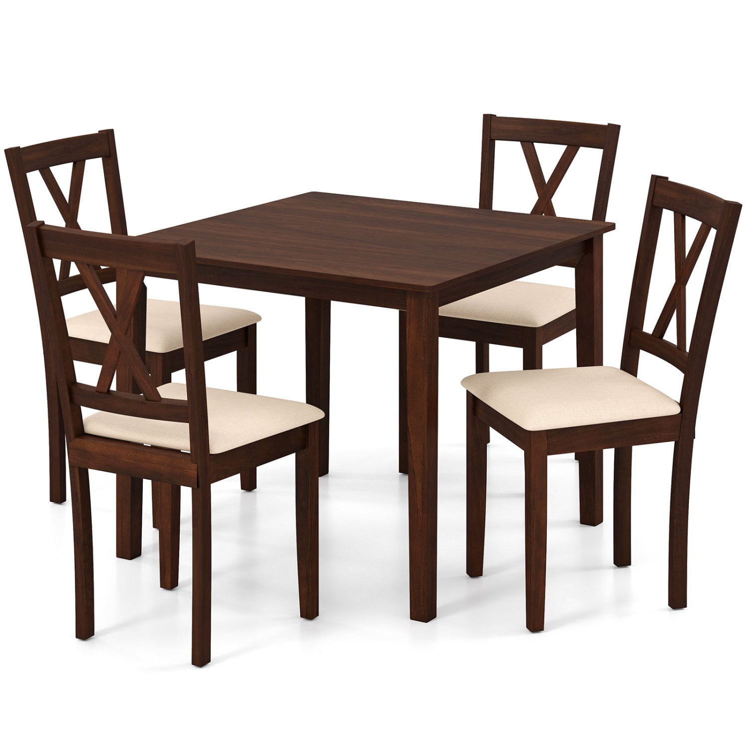 Square Kitchen Table with 4 Armless Chairs, Walnut Dining Room Sets Walnut at Gallery Canada