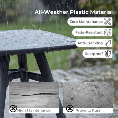 Square Outdoor Dining Table, All-Weather Plastic Patio Table, Gray Patio Dining Tables at Gallery Canada