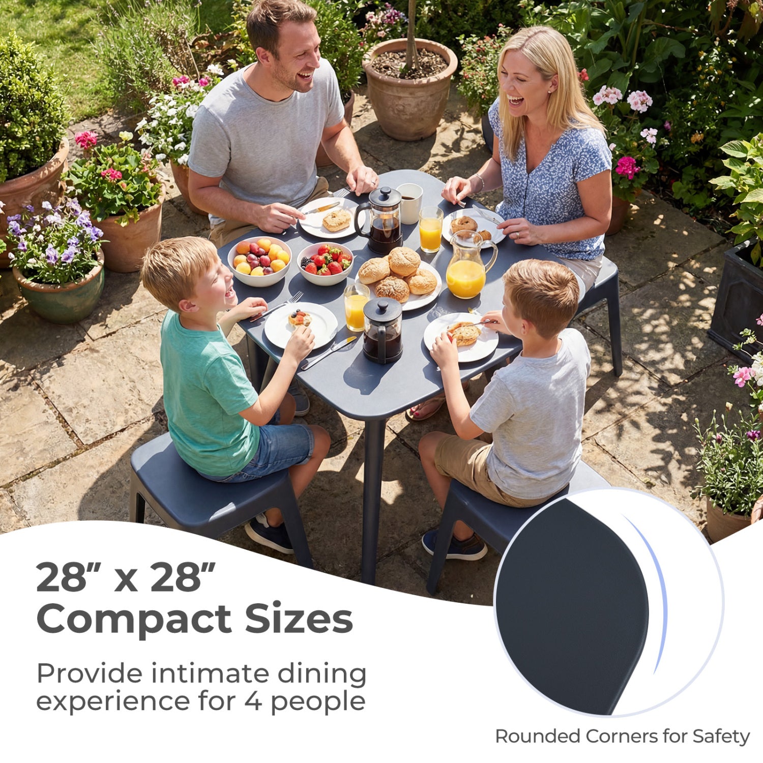 Square Outdoor Dining Table, All-Weather Plastic Patio Table, Gray Patio Dining Tables at Gallery Canada