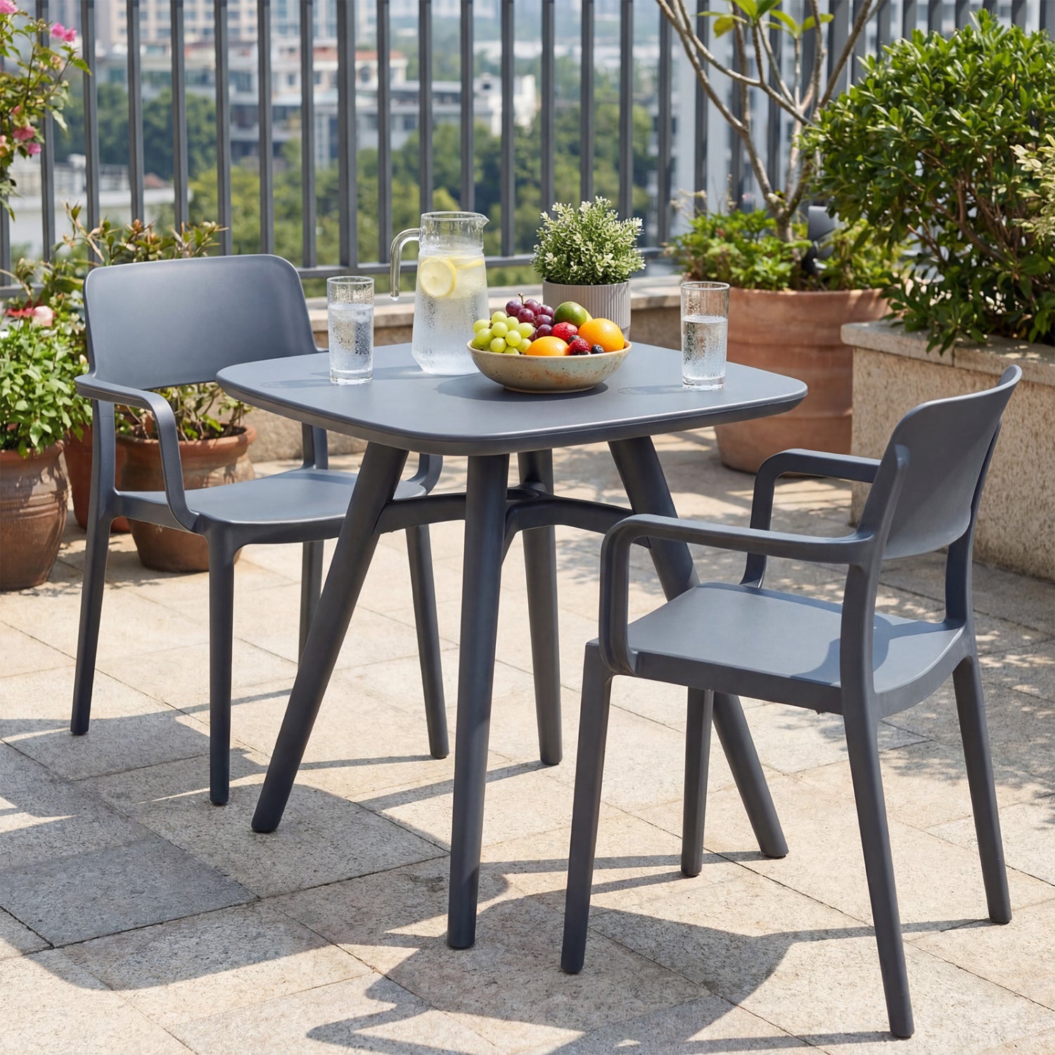 Square Outdoor Dining Table, All-Weather Plastic Patio Table, Gray Patio Dining Tables at Gallery Canada