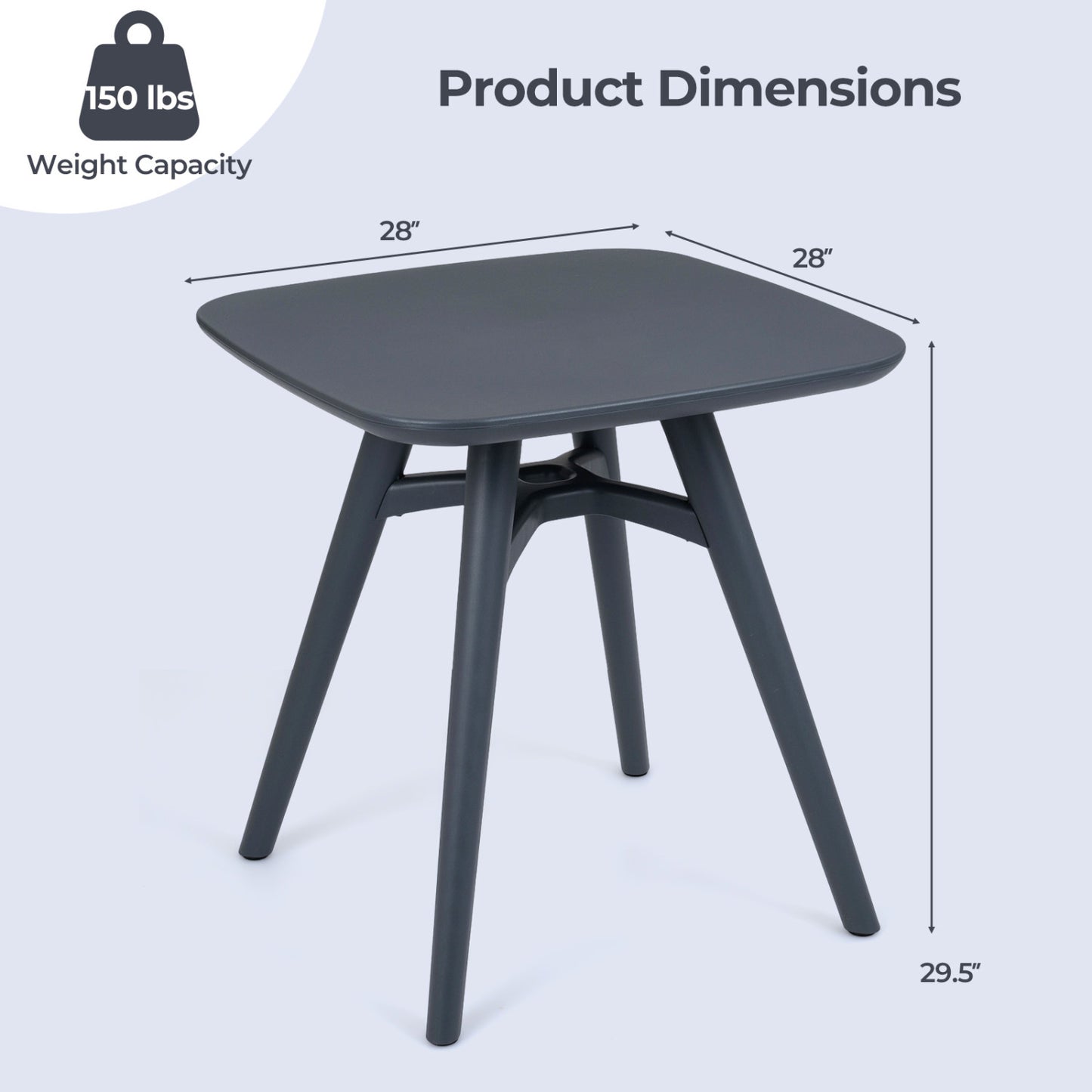 Square Outdoor Dining Table, All-Weather Plastic Patio Table, Gray Patio Dining Tables at Gallery Canada