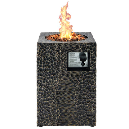 Square Outdoor Propane Fire Pit, 30000 BTU, Lava Rocks, Waterproof Cover, Black Fire Pits at Gallery Canada