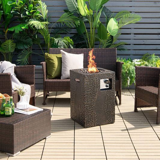 Square Outdoor Propane Fire Pit with Lava Rocks Waterproof Cover 30000 BTU, Black Fire Pits Black at Gallery Canada
