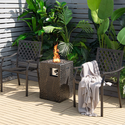 Square Outdoor Propane Fire Pit with Lava Rocks Waterproof Cover 30000 BTU, Black Fire Pits at Gallery Canada