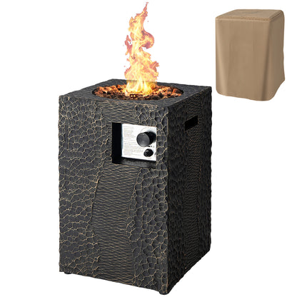 Square Outdoor Propane Fire Pit with Lava Rocks Waterproof Cover 30000 BTU, Black Fire Pits at Gallery Canada
