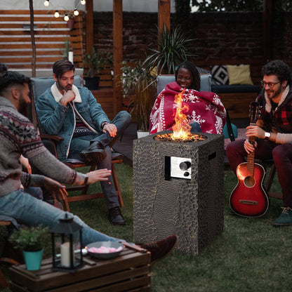 Square Outdoor Propane Fire Pit with Lava Rocks Waterproof Cover 30000 BTU, Black Fire Pits at Gallery Canada