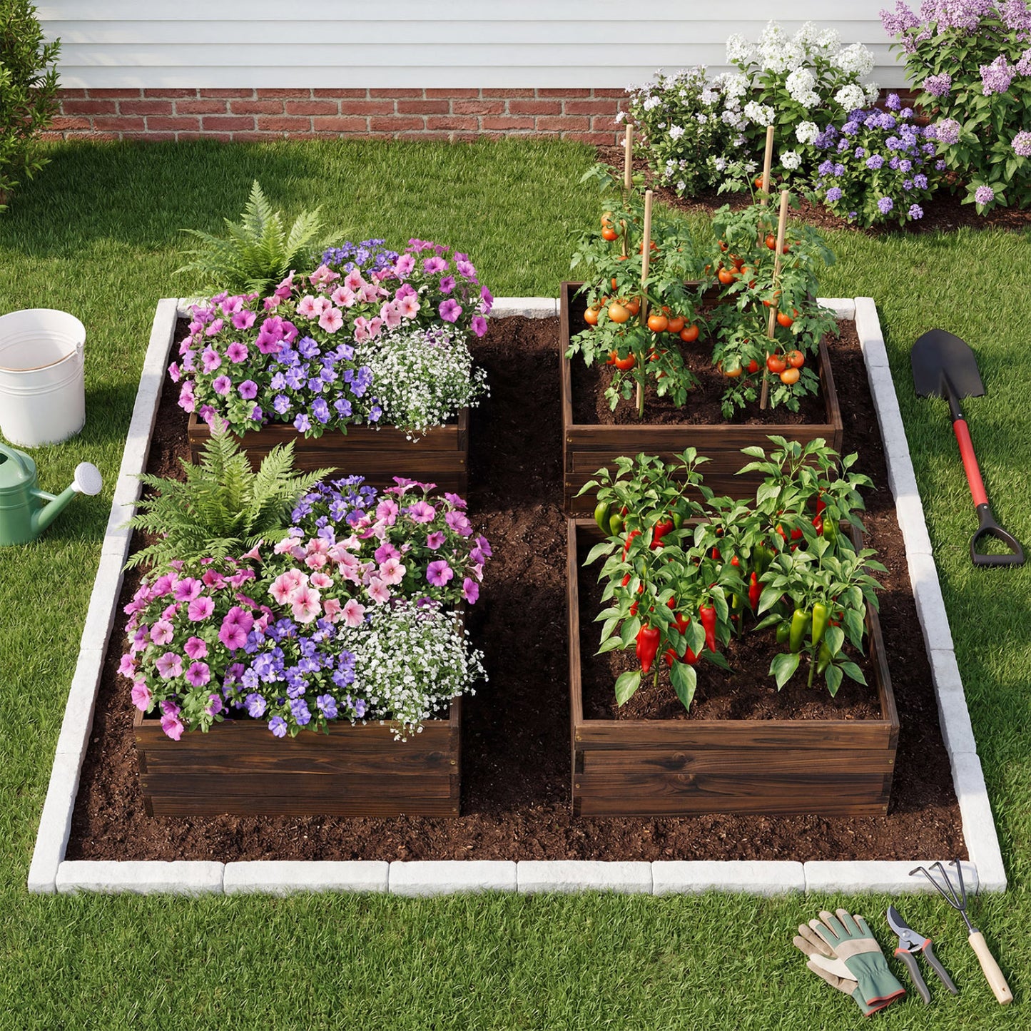 Square Raised Garden Bed Flower Vegetables Seeds Planter Raised Garden Beds at Gallery Canada