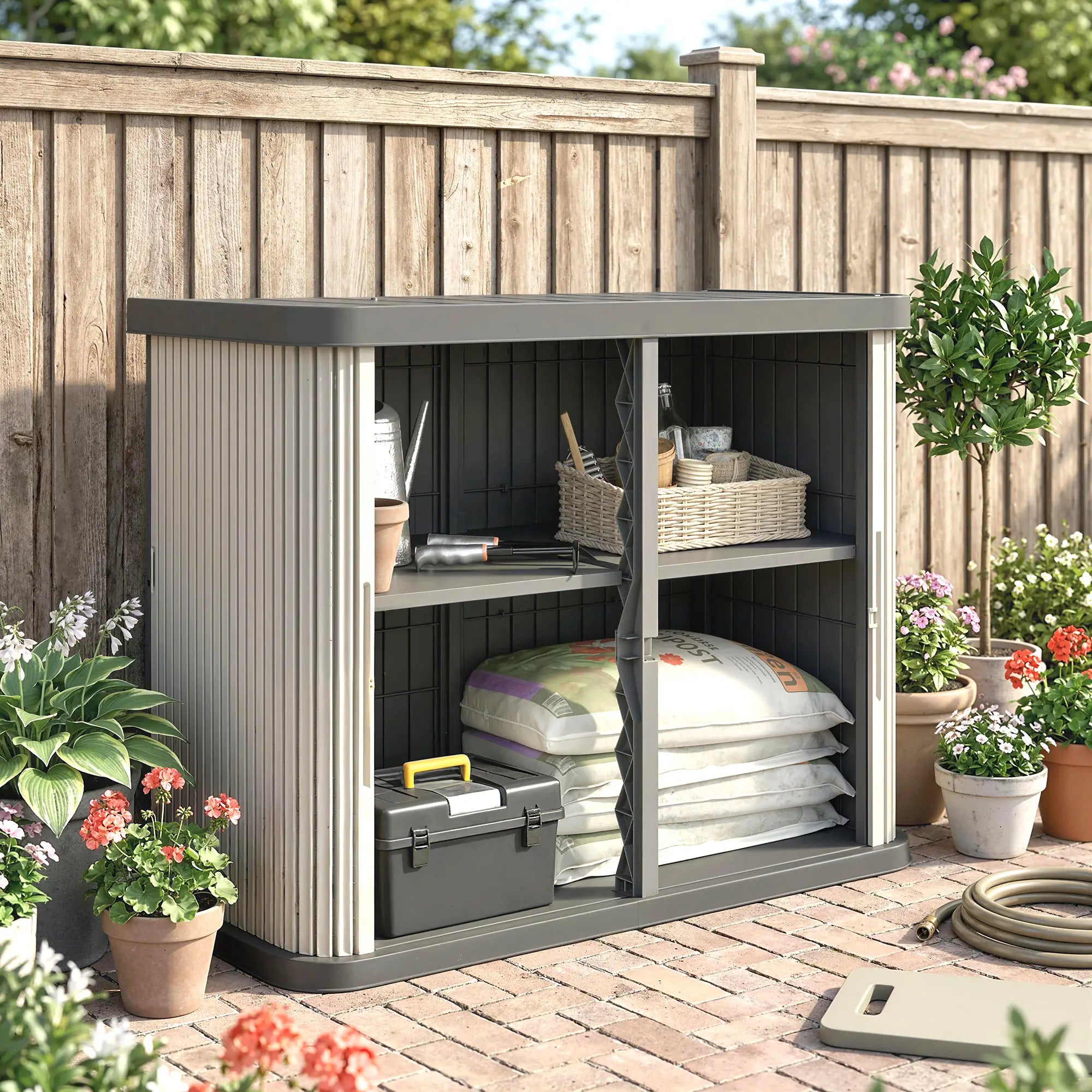 127 Gallon Outdoor Storage Box, UV Resistant, Light Brown Patio Storage Boxes at Gallery Canada