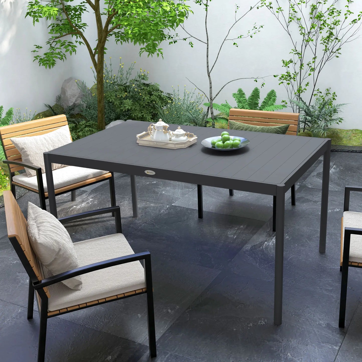 Outdoor Dining Table, Aluminum Frame, Garden Table, 57", Dark Grey Patio Dinning Tables at Gallery Canada