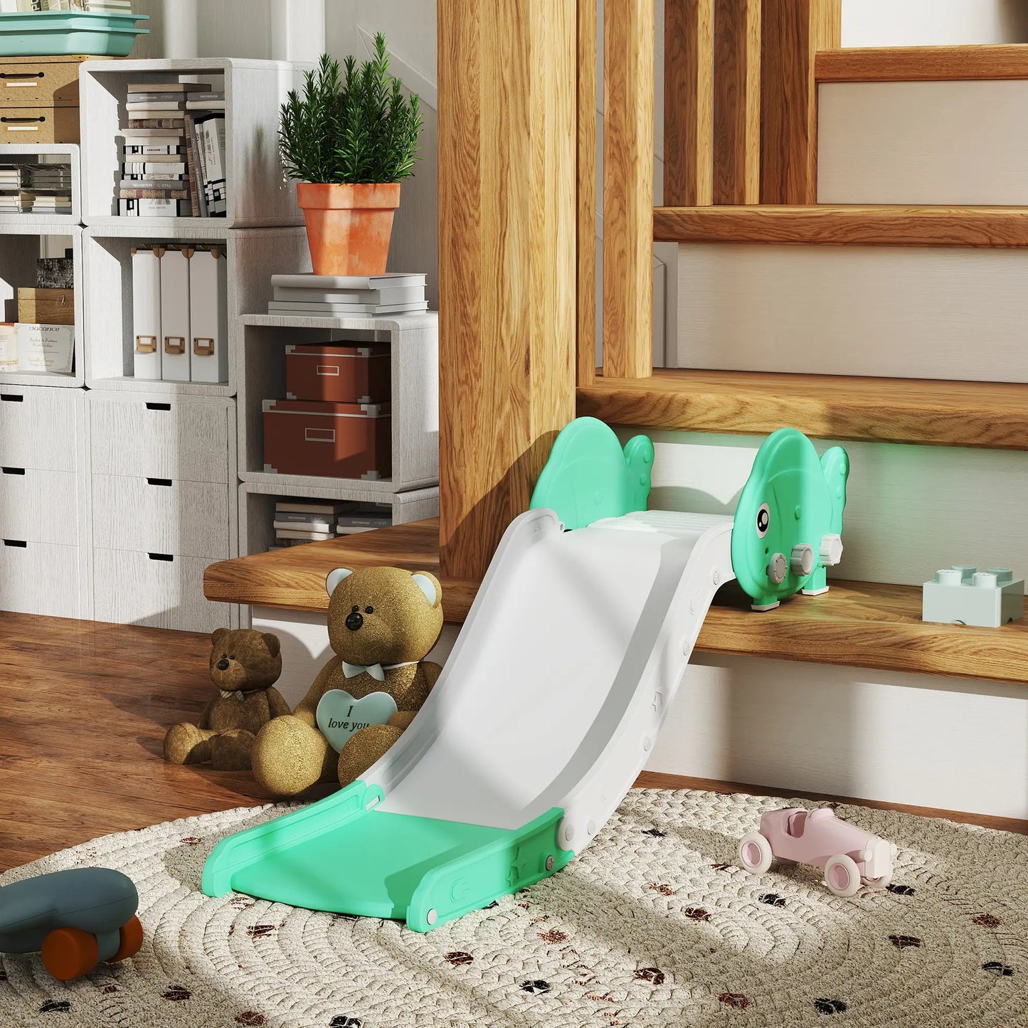 Toddler Couch Slide for Bed, Sofa, Stairs, Green