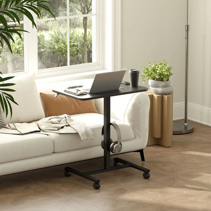Height Adjustable Standing Desk, Pneumatic Sit Stand Desk, Black Wood Grain, Black Office Desks & Work Stations at Gallery Canada