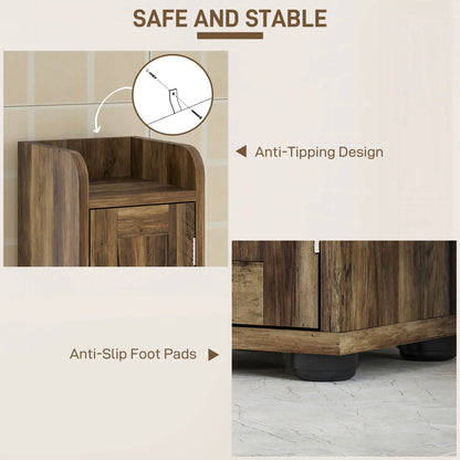 Narrow Bathroom Cabinet, Tall Storage with Barn Doors, Drawer, Adjustable Shelves, Wood Grain, Brown Bathroom Cabinets at Gallery Canada