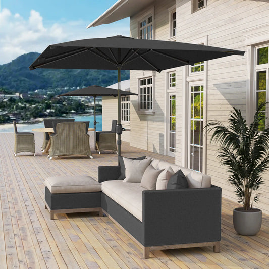6.6x9.6ft Rectangle Aluminum Patio Umbrella, Outdoor Sunshade Canopy, Dark Grey Sun Umbrellas Dark Grey at Gallery Canada