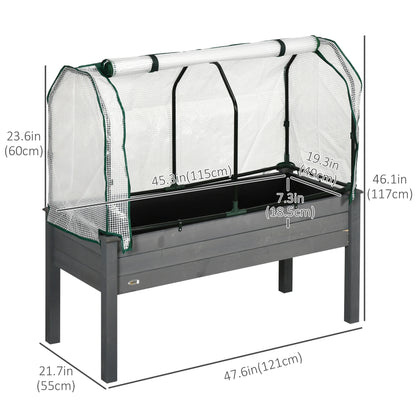 Raised Garden Bed With PE Cover, Outdoor Elevated Wood Planter Box, Dark Gray Elevated Garden Beds at Gallery Canada