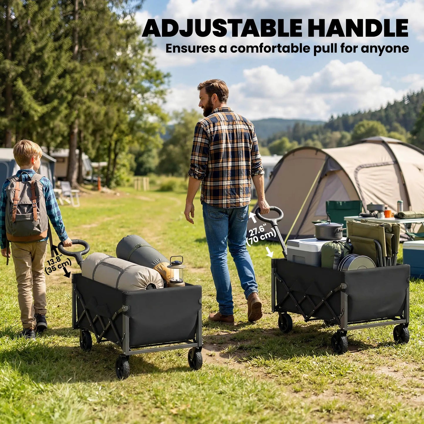 80L Folding Wagon Cart, Heavy-Duty Collapsible, Black Folding Garden Carts at Gallery Canada