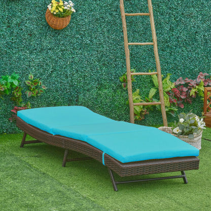 Wicker Patio Lounger, Outdoor Recliner, 5-Level Adjustable Backrest, Turquoise Chaise Loungers at Gallery Canada