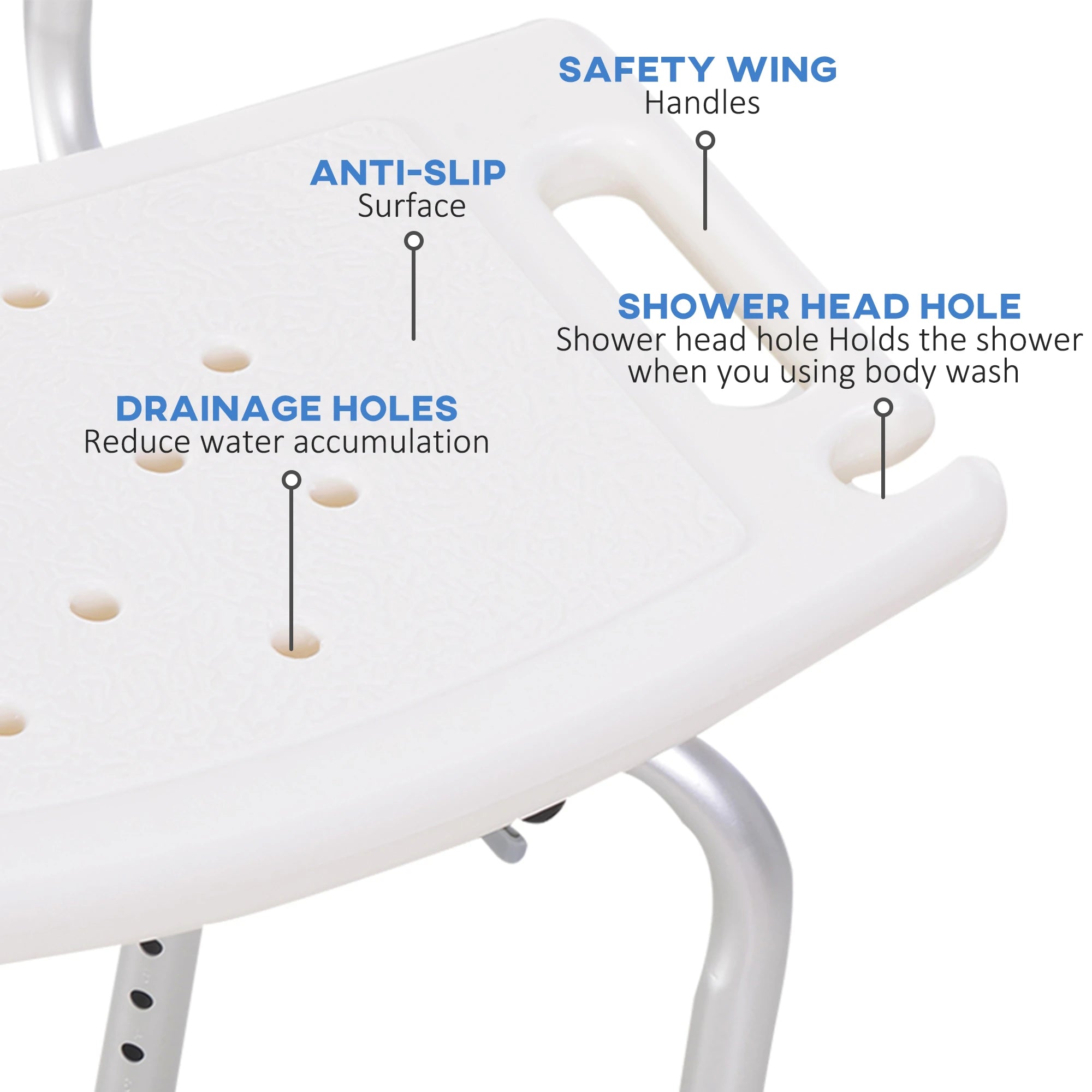 Adjustable Height Bath Chair, Non-Slip Shower Stool, White Bath Chairs at Gallery Canada